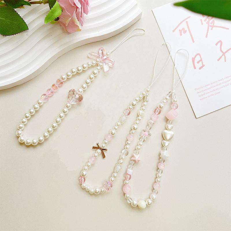 Portachiavi Ciondolo Amore Perla Catena Cellulare Perline Accessori Decorativi Regali Laccetto Cellulare Anti-smarrimento