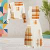 Women Plus Size Printed Two Piece Dress Set Round Neck Long Sleeve Cropped Cardigan Sleeveless Dress