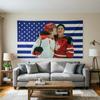 Hockey Patriotischer Wandteppich US-Flagge Sportdruck Polyester Wandbehang für Schlafzimmer Eishockey-Fan und Patriotische Heimdekoration