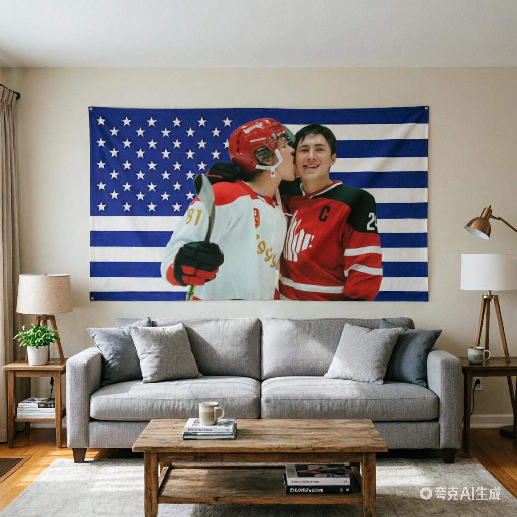 Hockey Patriotischer Wandteppich US-Flagge Sportdruck Polyester Wandbehang für Schlafzimmer Eishockey-Fan und Patriotische Heimdekoration