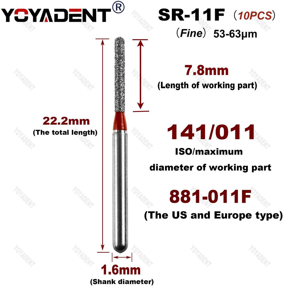 10Pcs/Pack Dental Diamond Burs Polishing Material SR TC Type Dia.1.6mm For High Speed Handpiece Teeth Whitening