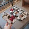 Pastoral Style Princess Sandals: Sweet Hollow 2026 Closed-Toe Summer Beach Shoes with Soft Soles for Girls