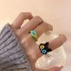 Novos anéis de monstro verde fofos femininos da moda doce de duas cores olhos de gato abertos anel de casal acessórios de dedo de casamento joias