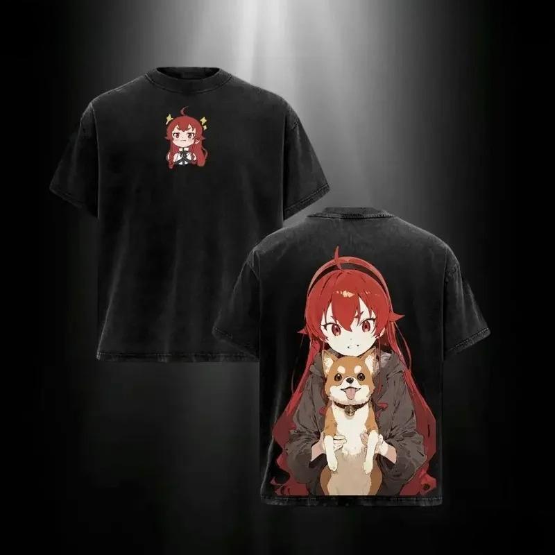 Hot Anime Mushoku Tensei Roxy Graphic Tee Men Women Loose Clothing Washed Cotton Tshirt Casual T-shirt Harajuku Vintage T Shirt