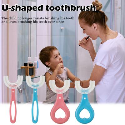 Children U-shape Toothbrush Silicone Toothbrush Thorough Cleansing Oral Brushing Tool