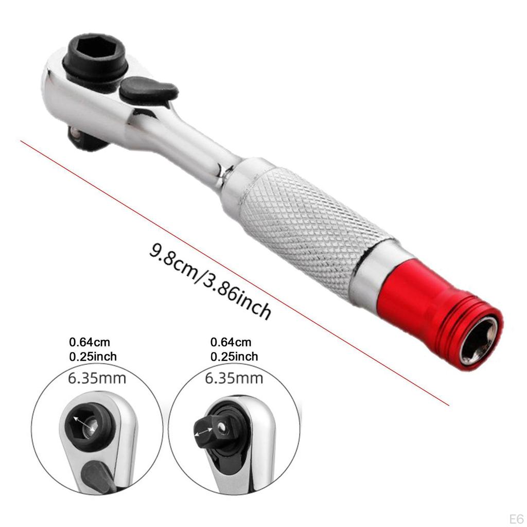 Mini Ratchet Wrench Adjustable 1/4 Inch Bit Driver Multipurpose Compact Repair Tool Hand for