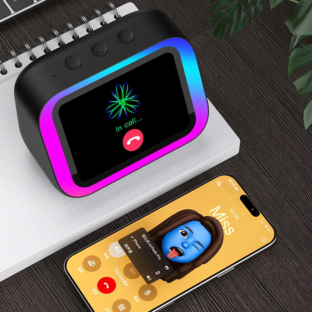 Smart Speaker Voice Assistant Portable BT Speaker Alarm Clock Home Speaker for Bedroom Living Room