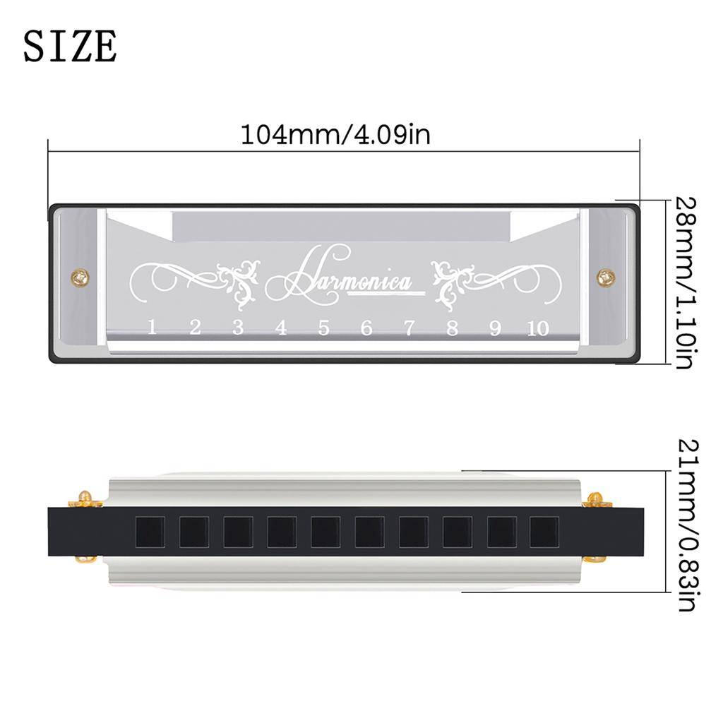 IRIN 10 Hole Harmonica Key of C 20 Tone Musical Gift with Storage Case for Beginner Student