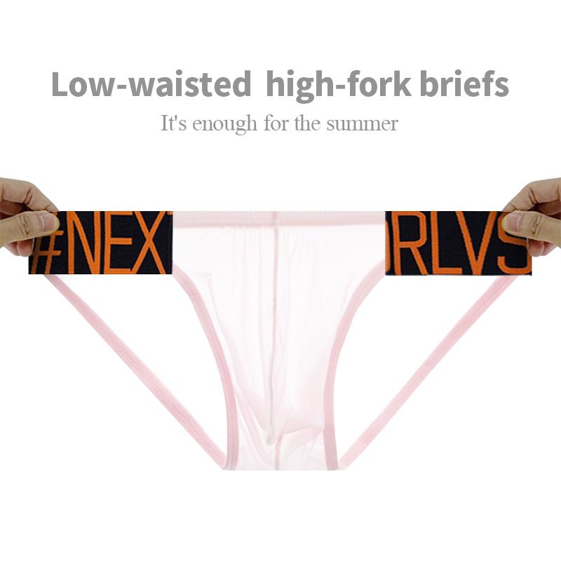 Slip da uomo sexy High Fork, intimo trasparente, ultrasottile, morbido, pantaloni da uomo con grande tasca a U e sollevamento fianchi