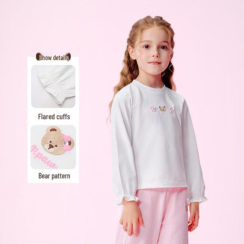 PawinPaw Cartoon Bear Girls' Loose Long Sleeve T-Shirt