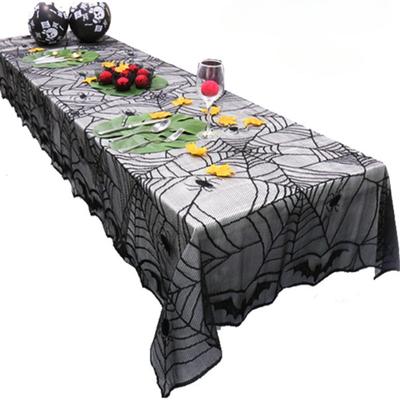 Large Halloween Tablecloth Black Ghost Festival Lace Mesh Tablecloth Spider Bat Halloween Tablecloth