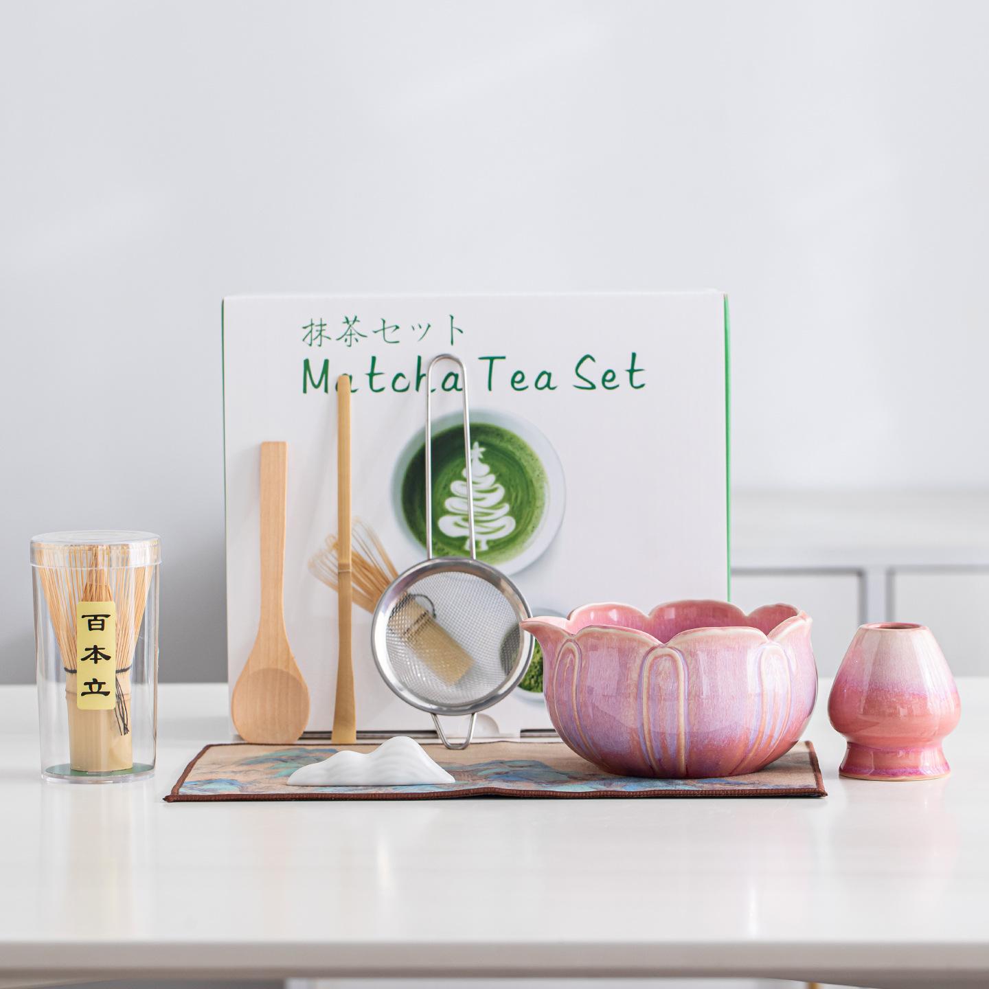 

8pcs/set Japanese Matcha Set Teaware Matcha Bowl Tea Stirrer with Teaspoon Filter Screen Tea Brush Elegant Teaset with Gift Box