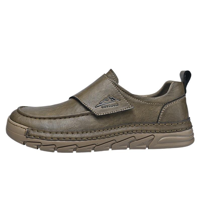 Popular Hand-stitched Men's Shoes Autumn and Winter Casual Shoes One-pedal Men's Leather Shoes Low-top Large-size Dad Shoes