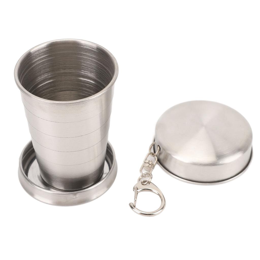 Stainless Steel Collapsible Cup Outdoor Travel Camping Portable Folding Cup with Keychain for