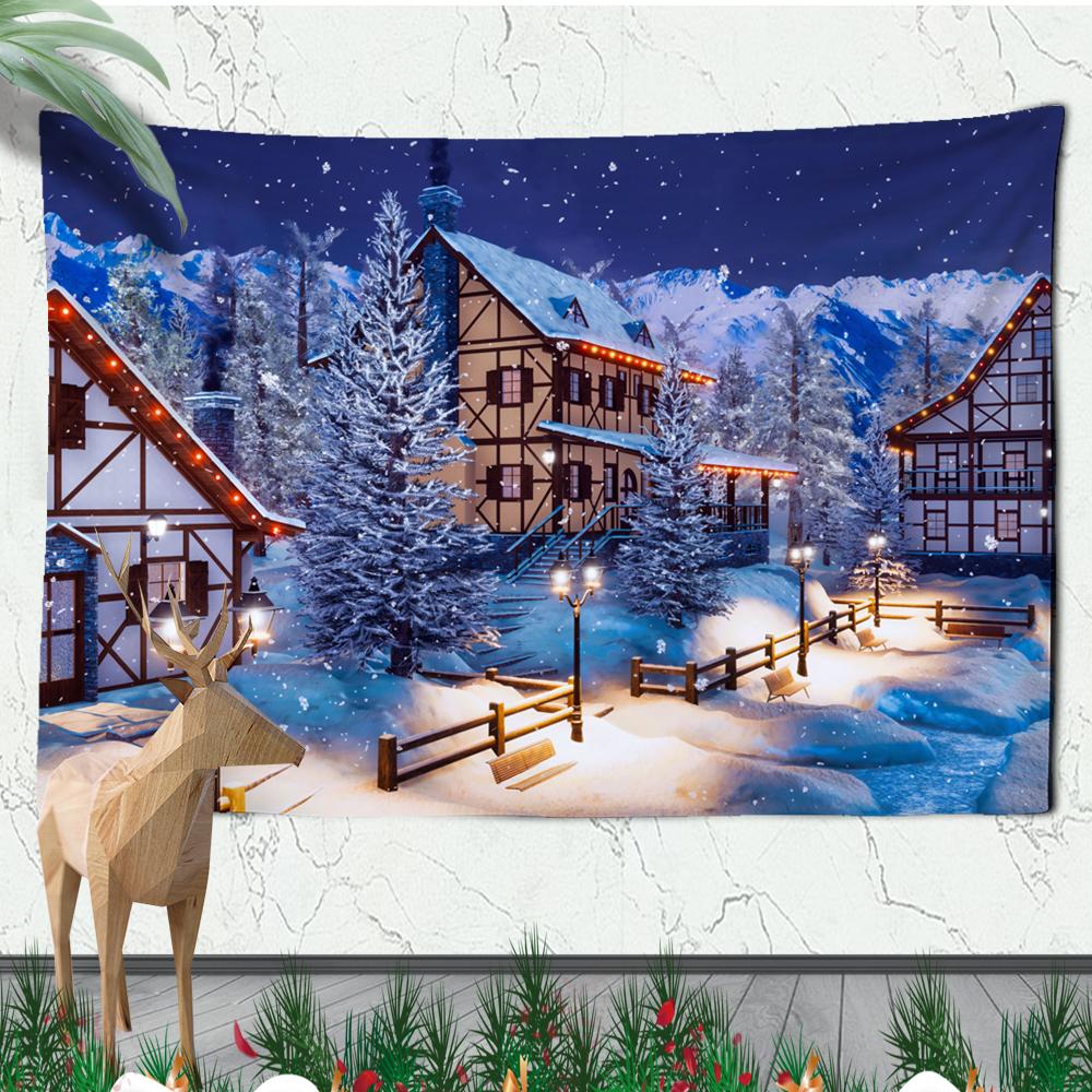 Christmas Wall Hanging Christmas Fireplace Home Wall Christmas Snowman Tapestry Large Size Tapestry