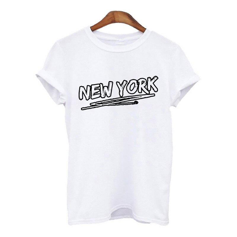 Harajuku Women Tshirt New York Summer Print White Black T Shirt Ladies Clothing 90S Tops Graphic Clothes Female Tee Shirt 2025