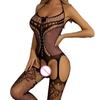 One Piece Bra Pants Sexy Crotchless Lingerie For Women Open Back Erotic Outfits Mesh Hollow Underwear Black Porn Bodystockings