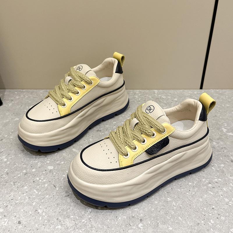 Autumn new sports shoes thick sole inner height increase small white shoes women's dad shoes soft sole casual versatile small man