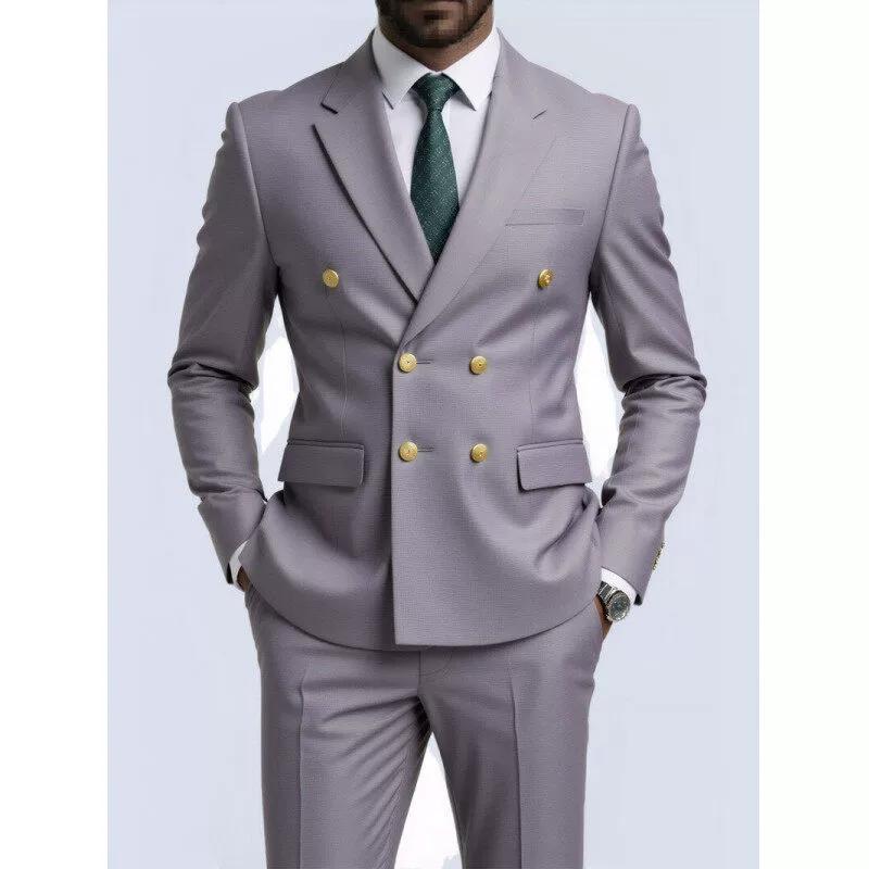 Fashion Men's Leisure Boutique Business Banquet Solid Color Wedding Double Breasted Slim Fit Suit Blazers Jacket
