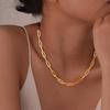 18K Gold Women's Stainless Steel Rectangular Link Chain Necklace - European & American Style Jewelry 1822.