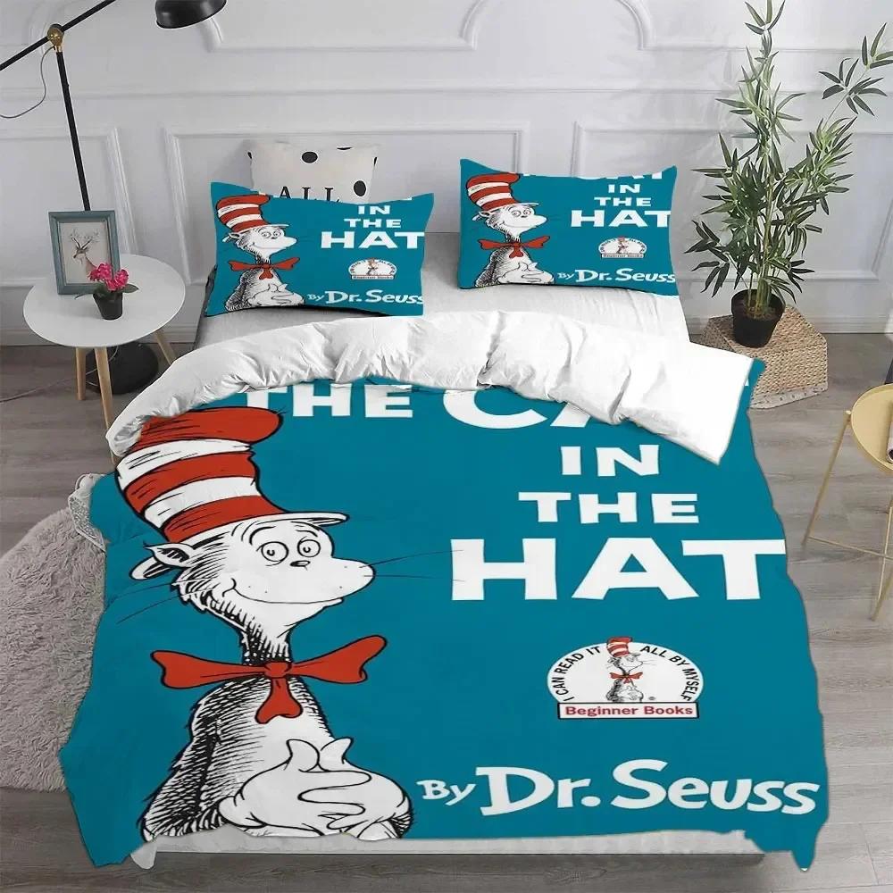 Der Kater mit Hut Bettwäsche-Set Bedrucktes Bettwäsche-Set Mit Kissenbezug Bettdeckenbezug Einzel Doppel Queen Super King Größe Kinder Erwachsene