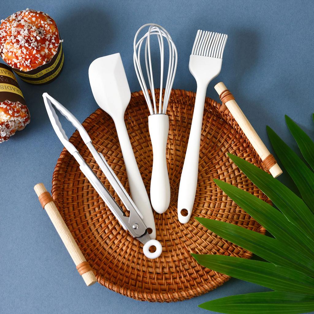 4 pcs White Silicone Kitchen Cooking Utensils Set