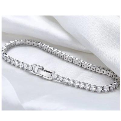 [R7548] - Silver White 'Sissi' Designer Bracelet - 4 Mm (crystal River)