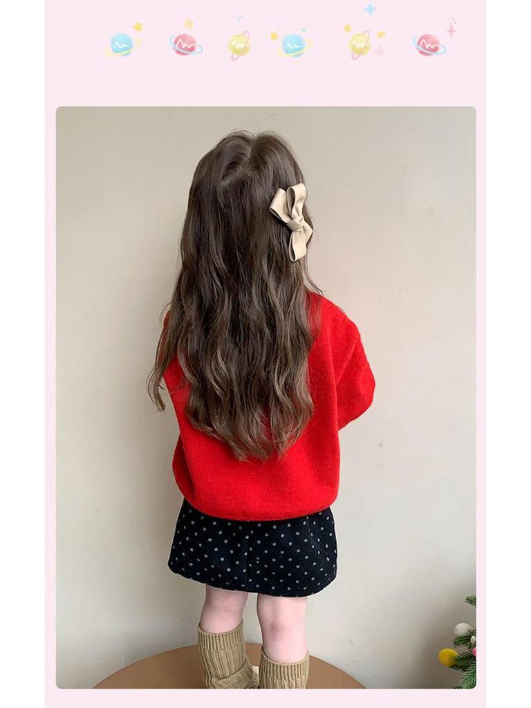 Meng Tang Tang Girls' Winter Cartoon Sweater: Thick Knitwear for New Year
