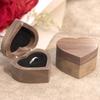 Ring Storage Box Heart-shaped Walnut Wood Jewelry Box Velvet-padded Ring Storage Case Smooth Polished Surface Wedding Proposal