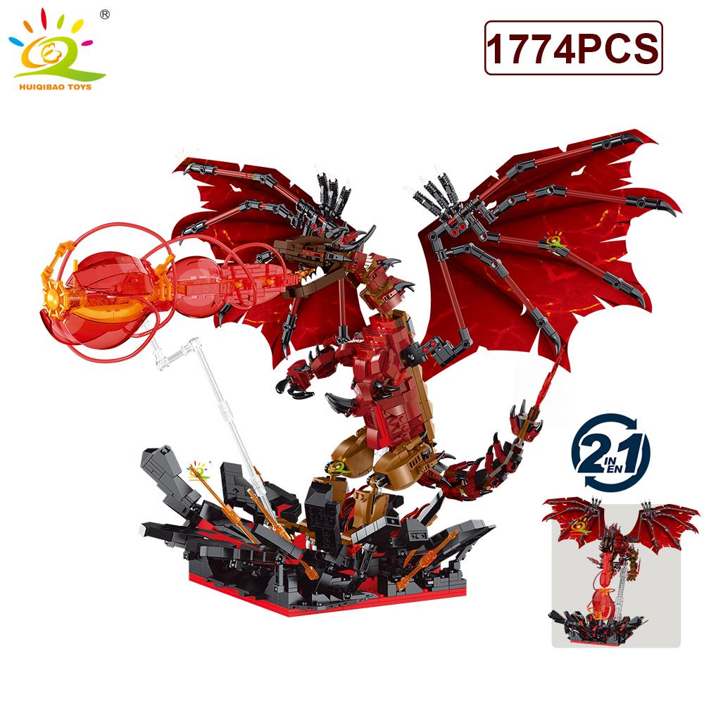 Non-Toxic Moc Ice Frie Dragon Model Building Block Bricks Assembly Construction Toy For Children Kid Diy Game Home Desk Decor