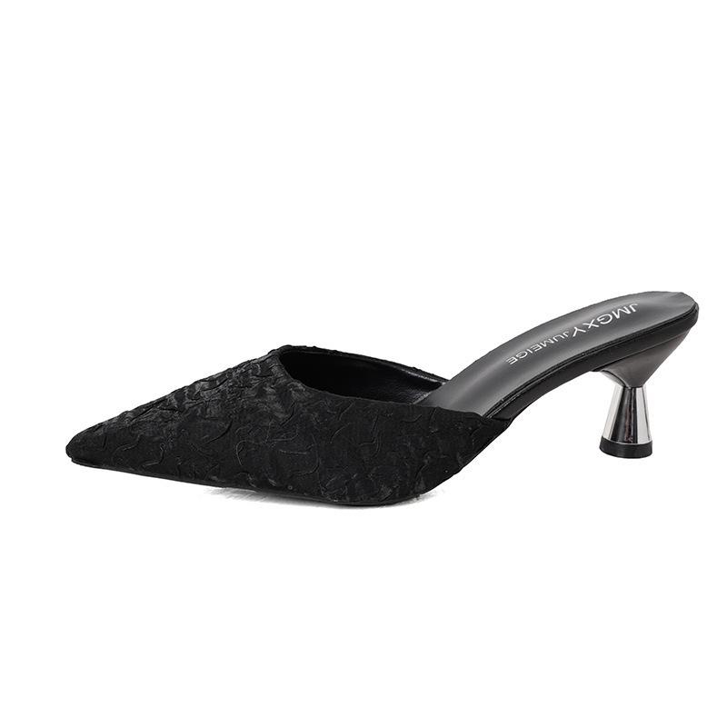 33 Small Size Spring and Summer New Bag Head Half Drag Versatile Fashion Pointed Thin Heel High Heels Fitting Müller Cool Slippers Tide