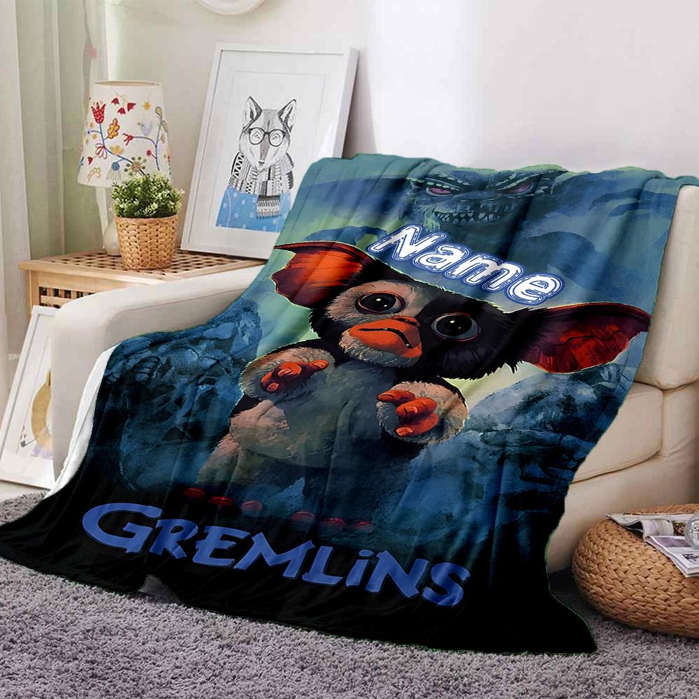 Gremlins Movie Poster Gizmo And Stripe Scene Four Seasons Blanket Customized With Your Name Lightweight And Warm Perfect Gift For Home Office Camping