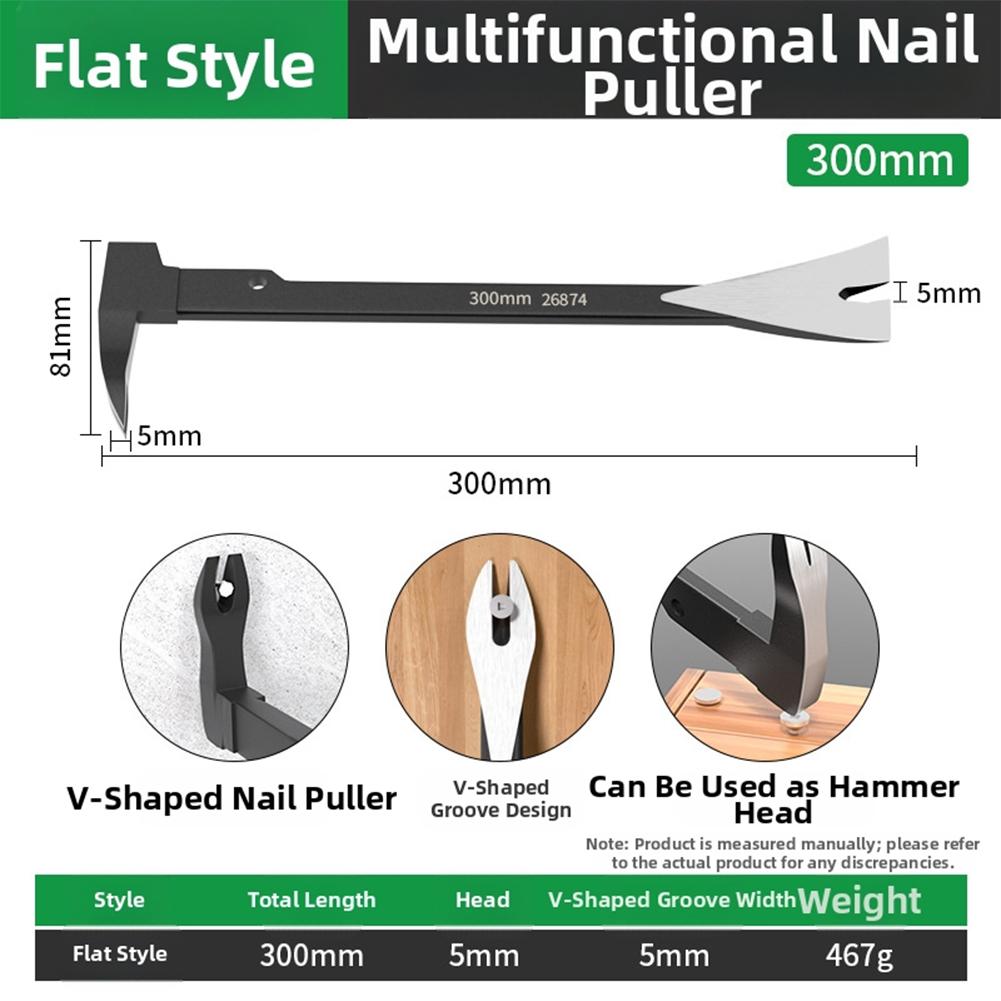 Heavy Duty 3in1 Multifunctional Nail Remover Crowbar Hammer Tool with Enhanced Load Capacity and V Groove for Various Nail Types