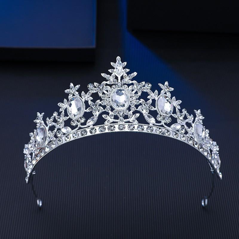

Простая европейская и американская корона невесты, ручной работы, инкрустированная бриллиантами, головной убор для свадебной прически, большая корона, аксессуар