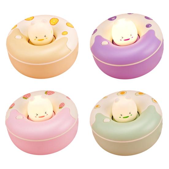 Donut Design Small Table Lamp 360 Degree Flexible Neck LED Soft Light No Flicker Eye Protection USB Powered Reading Night Light