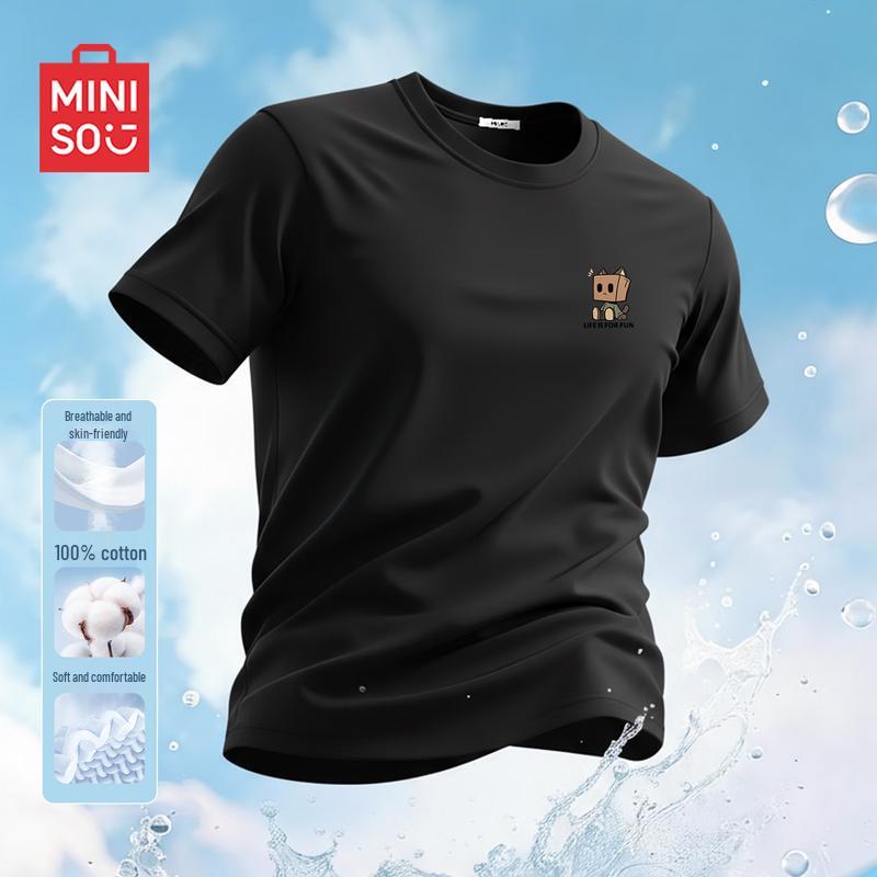 MINISO Men s Pure Cotton Short Sleeve T-Shirt L