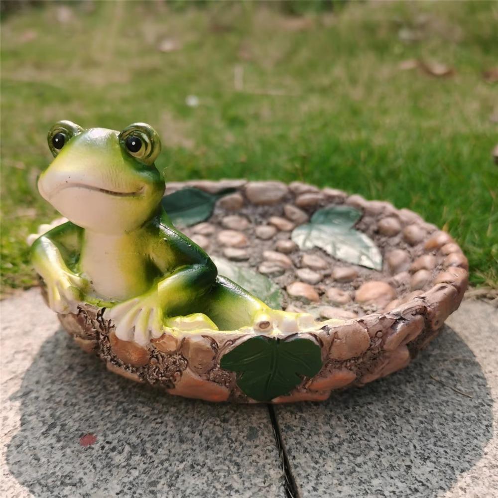 Statue de Grenouille en Résine Micro Paysage Créatif Mignon Dessin Animé Ornements de Grenouille Simulée Plateau de Rangement Grenouille 3D Intérieur