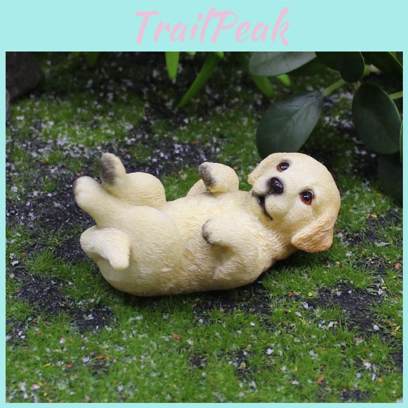 Cute Simulated Golden Retriever Model Resin Handicrafts For Office Decor Desk