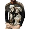 Round Neck 3D Skull Printed T-shirts Casual Short Sleeved Men's T-shirts - Soft Medium Stretch Polyester Fabric Spring and Autumn Relaxed Fit Clothing