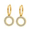 Sparkling Rhinestone Stainless Steel Hoop Earrings - Classic & Versatile