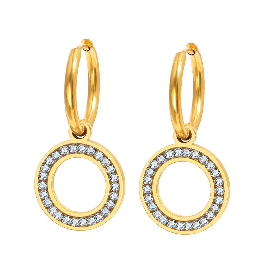 Sparkling Rhinestone Stainless Steel Hoop Earrings - Classic & Versatile