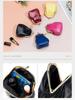 Vintage Leather Kiss Lock Coin and Card Pouch: Mini Earphone Holder Clip Bag