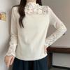Navava Lace Inner VelveT Fleece Half Zip Long Sleeve T shirT nT3123