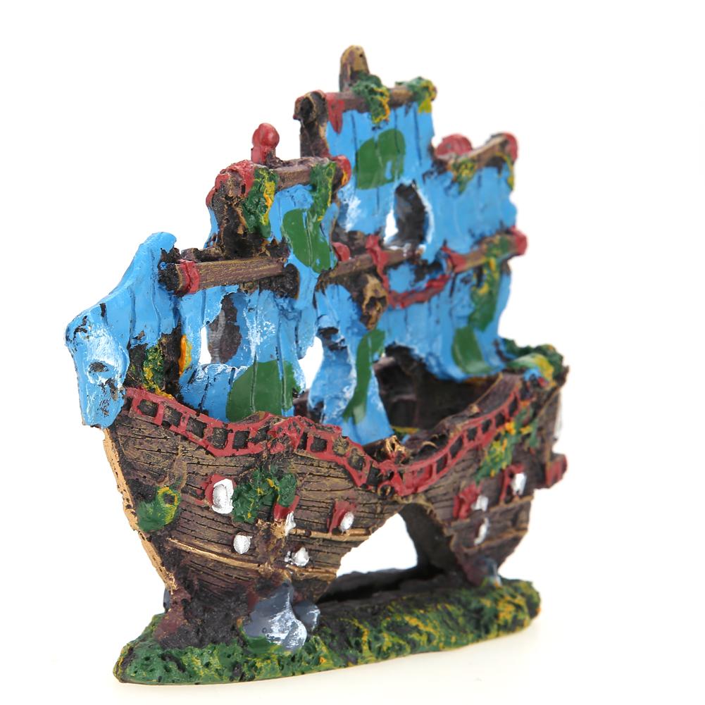 Pirate Ship Wreck Ship Resin Ornament Resin Aquarium Ornament Sailing Boat Cave Fish Playing Toys Aquarium Accessories