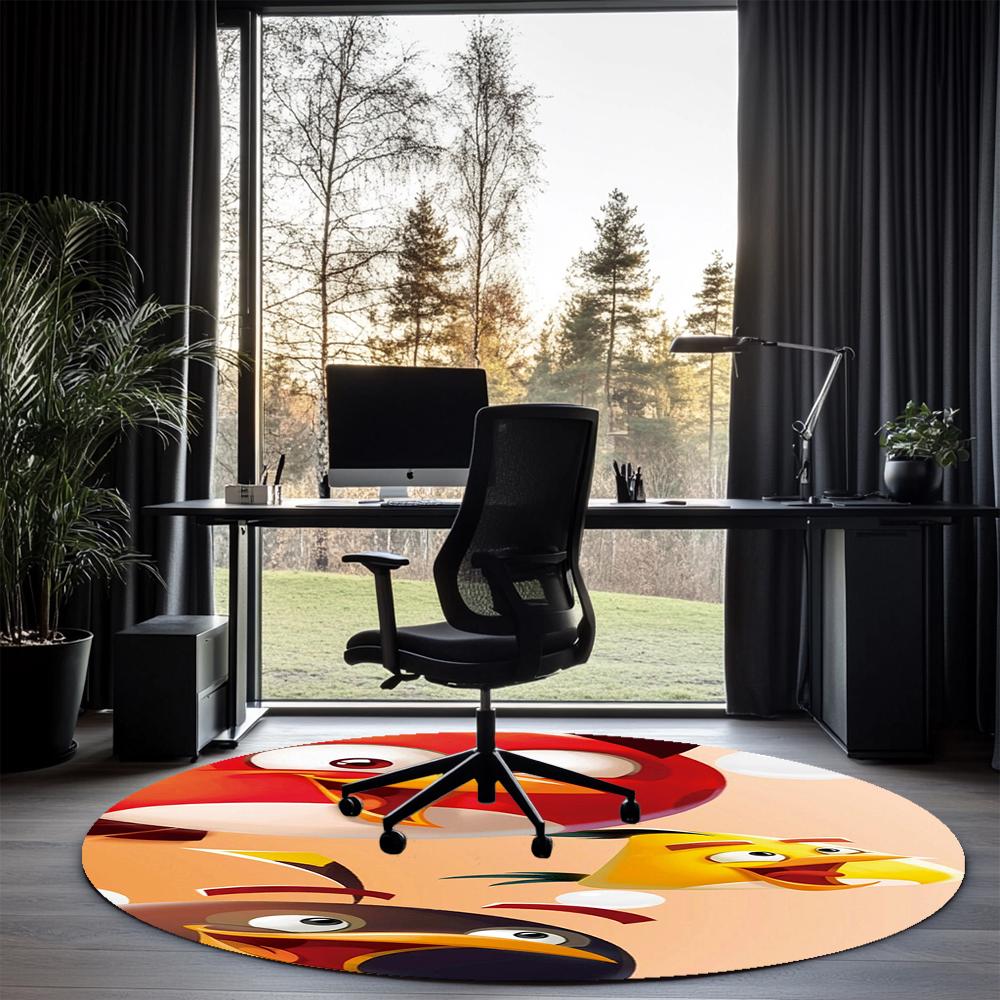Angry Birds Printed Round Rug Carpet Chair Rug Area Rug Entryway Doormats,for Office Chair Living Room Bedroom Kitchen Room.