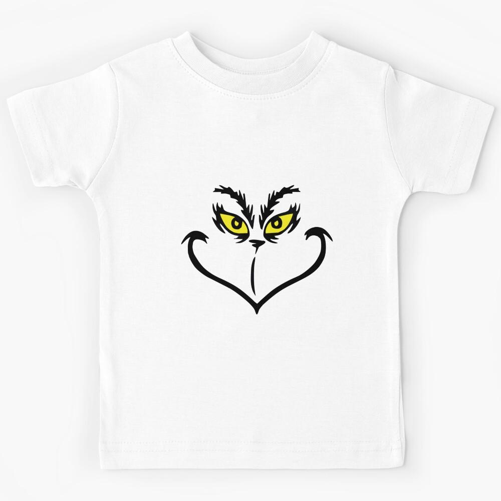 Grinch Minimal Eyes Art – Creepy Cute Green Glow Illustration Kids T-Shirt 110