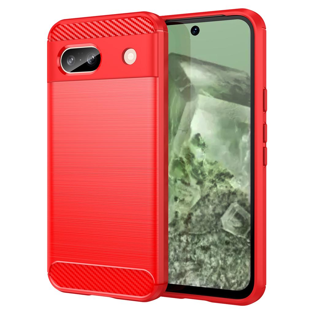 For Google Pixel 8a Case Slim-Fit TPU Cell Phone Cover Carbon Fiber Texture Shell
