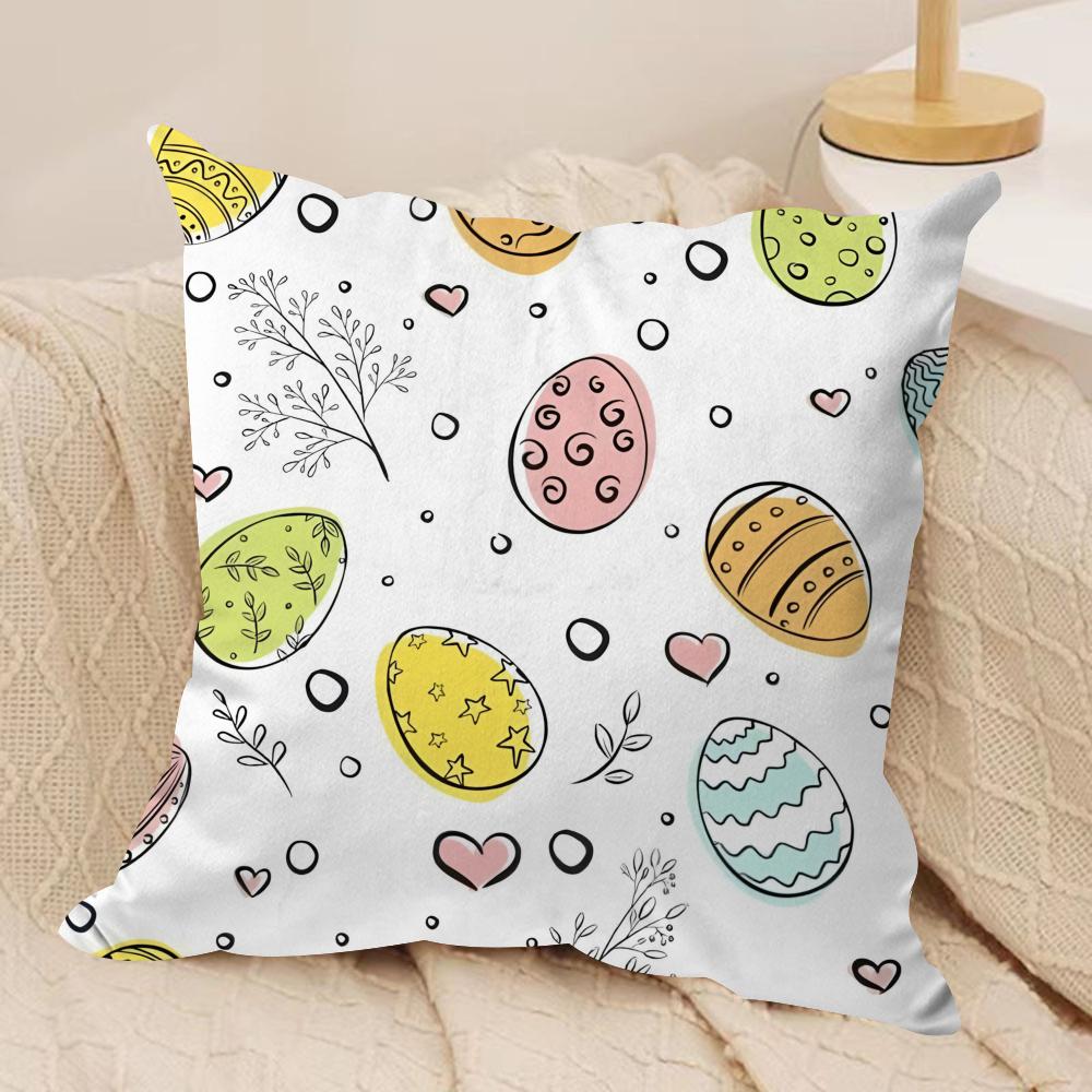 Easter Rabbit girl cute Cushion Cover Silky Short Plush Invisible Zipper Dustproof Sofa Pillow Case for Home Decor
