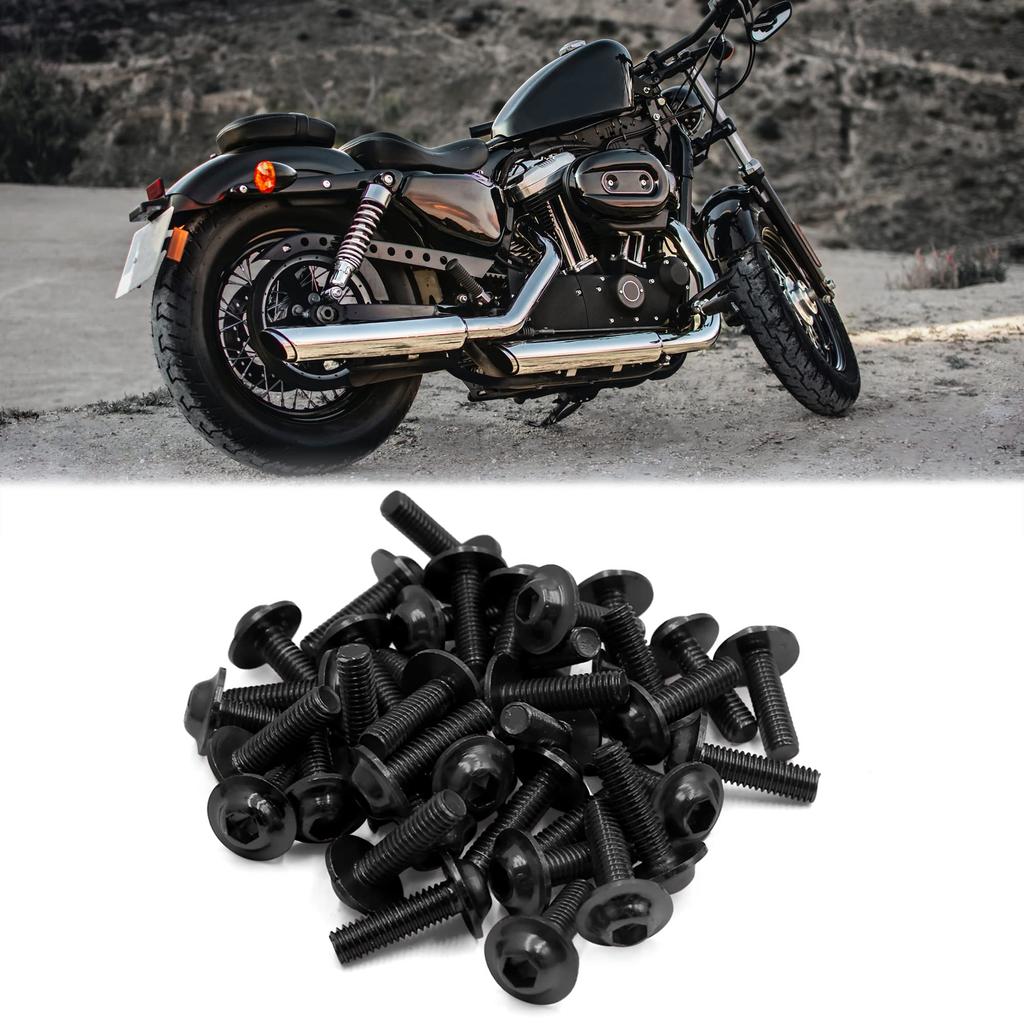 uxcell Motorcycle Bolt Screws, Hex Socket Bolts, Aluminum Alloy, Black, M6 X 20, 40 Pieces