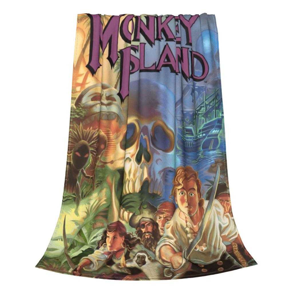 The Secret of Monkey Island Knitted Blankets Funny Game Fuzzy Throw Blanket Bedspreads Decoration Warm Multifunction Rug Piece